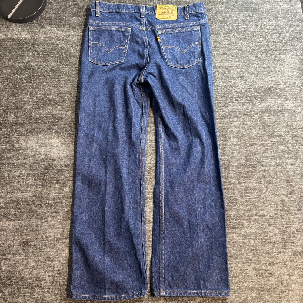 Vintage Levi's 517 Men's W38 L31 Orange Tab Bootcut Dark Wash Denim Jeans USA
